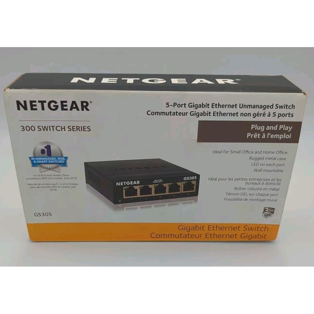NETGEAR GS305300PAS 5 Port Gigabit Ethernet Unmanaged Switch